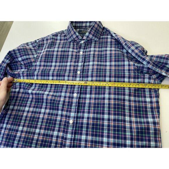 POLO Ralph Lauren Men’s M Plaid Button-Down Shirt Royal Navy Blue Multi - Picture 10 of 10